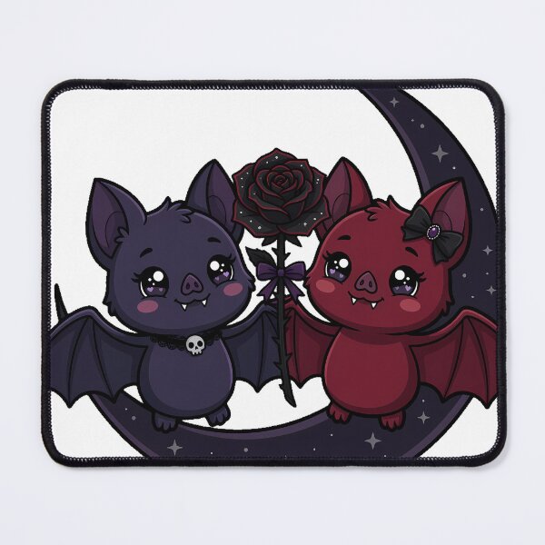 Item preview, Two Bats With Moon And Rose designed and sold by IllumeInk.