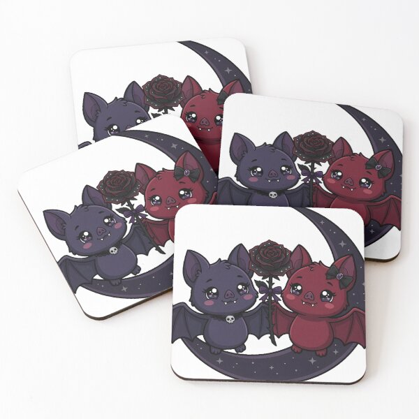 Item preview, Two Bats With Moon And Rose designed and sold by IllumeInk.