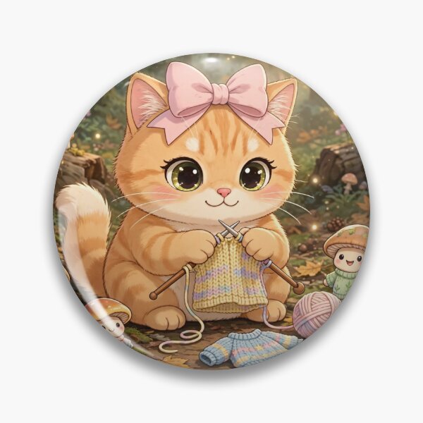 Item preview, Cozy Kitten Knitting Sweaters For Mushrooms designed and sold by Moody Vibes Studio.