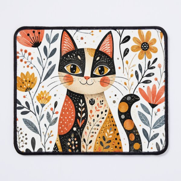 Item preview, Whimsical Floral Folk Art Cat designed and sold by Rohan132.
