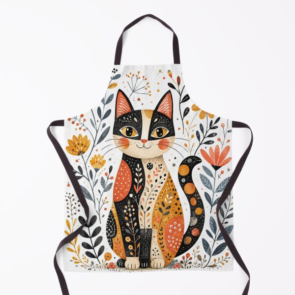Item preview, Whimsical Floral Folk Art Cat designed and sold by Rohan132.