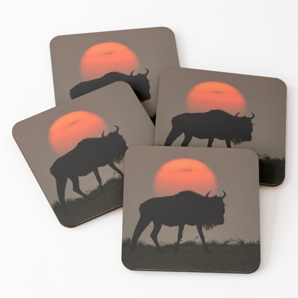 Aperçu de l'œuvre Gnous au coucher du soleil créée et vendue par Ianthe-Safari.