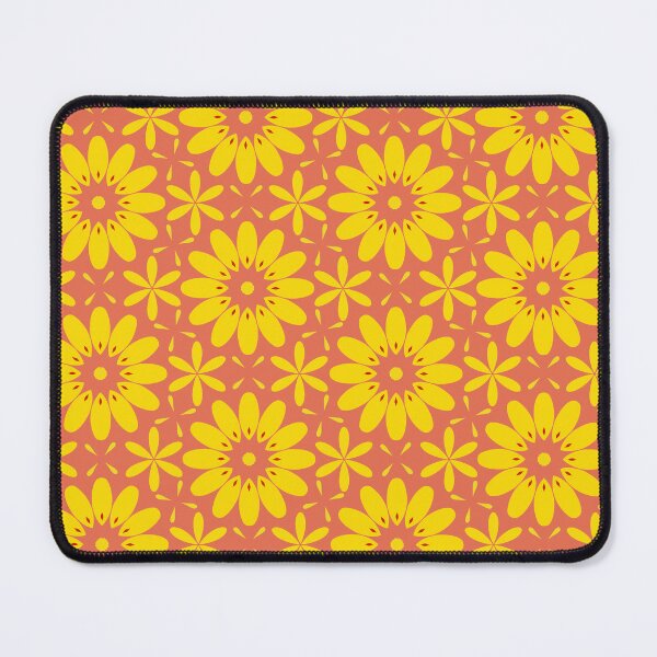 Item preview, Yellow flowers with red accents on terracotta background  designed and sold by Chantal creates.