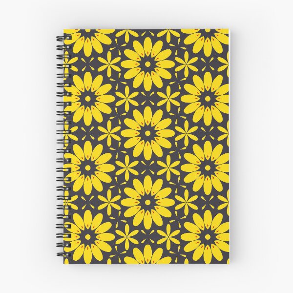 Artikelvorschau, Gelbe Blüten mit roten Akzenten auf schwarzem Hintergrund entworfen und verkauft von Chantal creates.