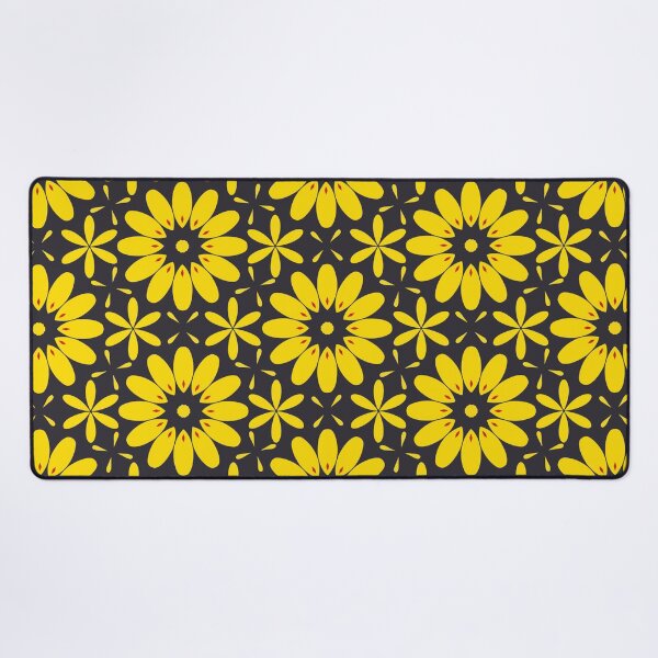 Item preview, Yellow flowers with red accents on black background  designed and sold by Chantal creates.