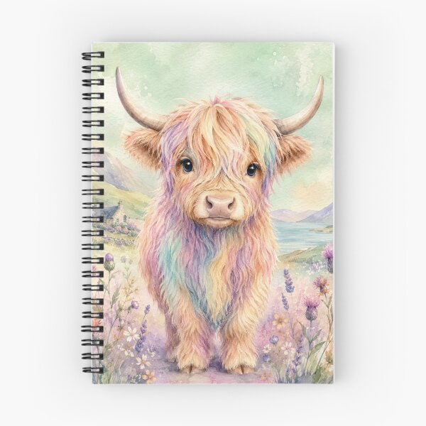 Item preview, Whimsical Pastel Rainbow Scotland Highland Cow designed and sold by Myra365Art.