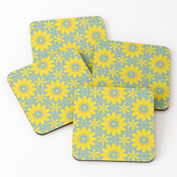 Item preview, Copy of Yellow flowers with red accents on sage green background designed and sold by Chantal creates.