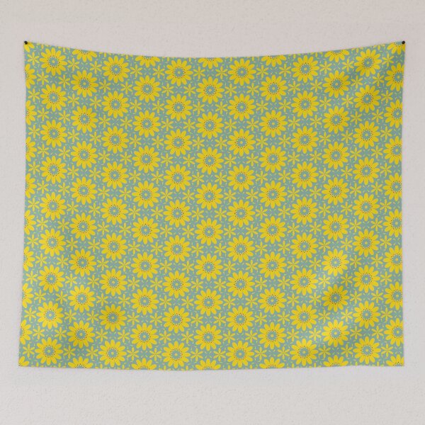 Item preview, Copy of Yellow flowers with red accents on sage green background designed and sold by Chantal creates.
