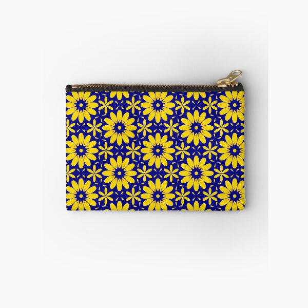 Item preview, Yellow flowers with red accents on royal blue background designed and sold by Chantal creates.