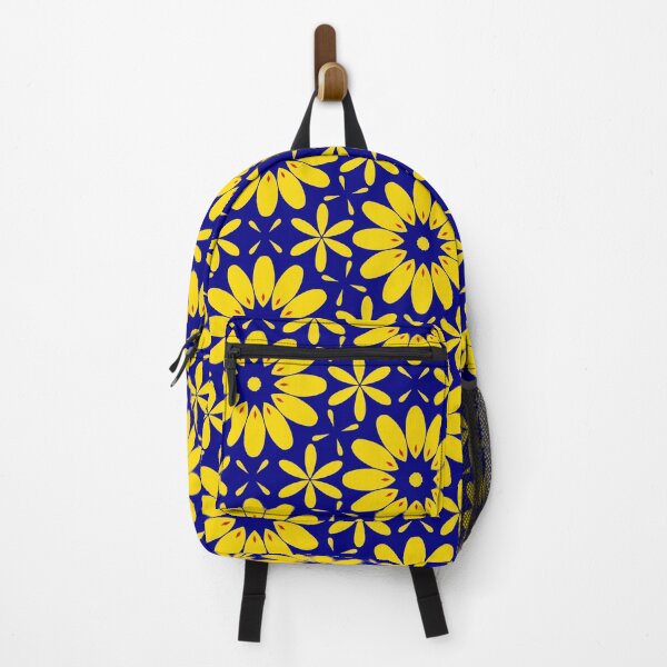 Item preview, Yellow flowers with red accents on royal blue background designed and sold by Chantal creates.