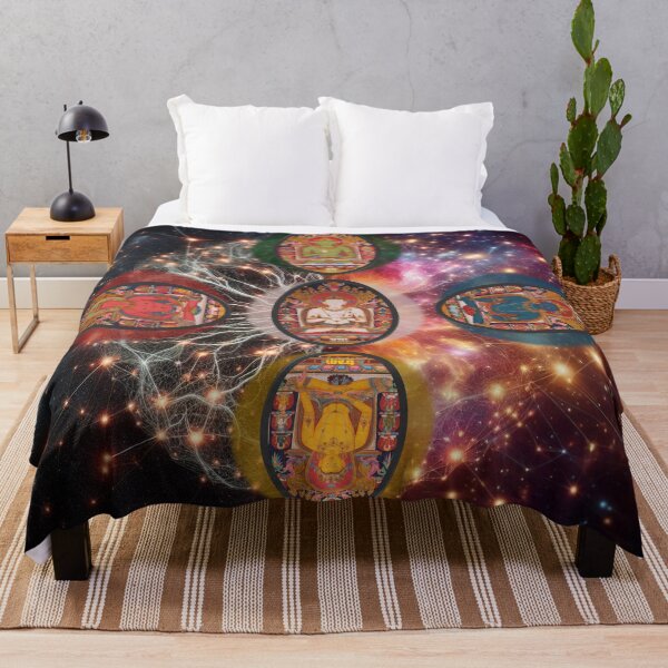 Item preview, Five Dhyani Buddhas | Five Wisdom Buddhas | Five Tathagatas | Five Buddha Families | Pañcatathāgata | Wǔzhì Rúlái Thangka designed and sold by mudlotus-org.