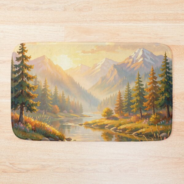 Item preview, Golden River Valley: Majestic Sunlit Mountain Landscape designed and sold by MoonwoodStudio.