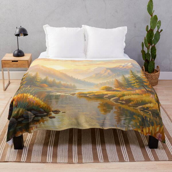 Item preview, Golden River Valley: Majestic Sunlit Mountain Landscape designed and sold by MoonwoodStudio.