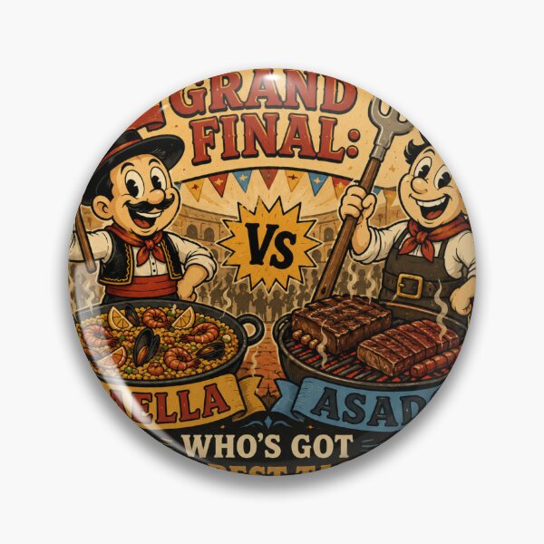 Item preview, Paella vs Asado Retro Cartoon Sticker – Funny Food Battle Vintage 1930s Style Decal designed and sold by Mafiazilla.