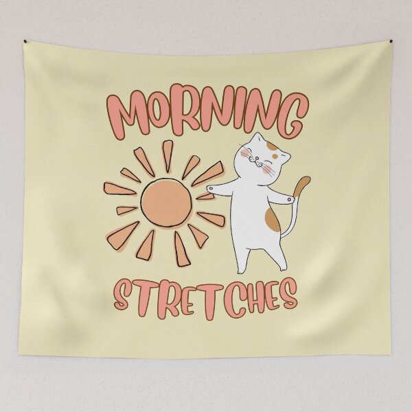 Item preview, Morning stretches, ginger and white cat designed and sold by BritishDelights.