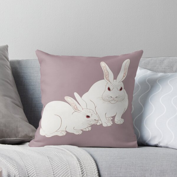 Item preview, Japanese Animal Art - Rabbits - Modern Ukiyo-e - Japandi,  Dusty Pink designed and sold by Black Swallow.