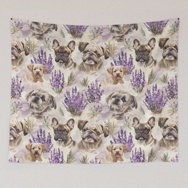 Item preview, Dogs with Lavender – Watercolor Floral & Pets designed and sold by Ginetta0815.