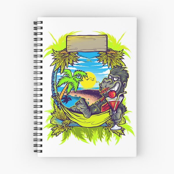 Item preview, Funny Gorilla Relaxing in Hammock on Tropical Beach with Cocktail | Summer Vacation Cartoon designed and sold by Rogue Heart Collective™.