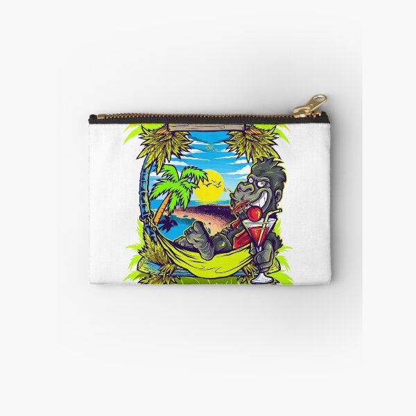 Item preview, Funny Gorilla Relaxing in Hammock on Tropical Beach with Cocktail | Summer Vacation Cartoon designed and sold by Rogue Heart Collective™.