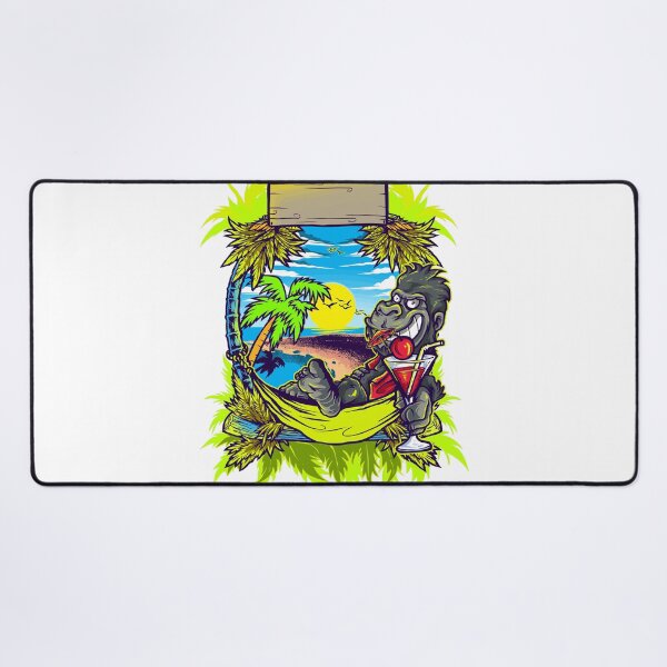 Item preview, Funny Gorilla Relaxing in Hammock on Tropical Beach with Cocktail | Summer Vacation Cartoon designed and sold by Rogue Heart Collective™.