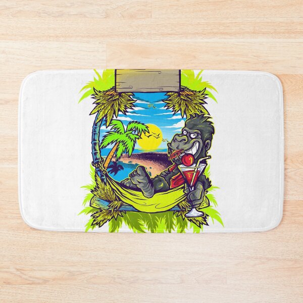 Item preview, Funny Gorilla Relaxing in Hammock on Tropical Beach with Cocktail | Summer Vacation Cartoon designed and sold by Rogue Heart Collective™.
