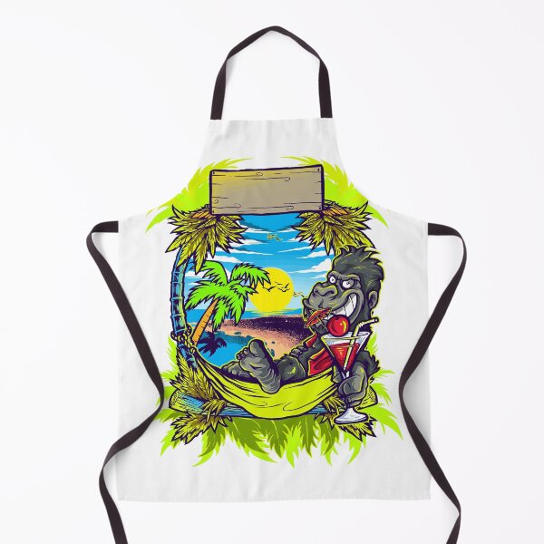 Item preview, Funny Gorilla Relaxing in Hammock on Tropical Beach with Cocktail | Summer Vacation Cartoon designed and sold by Rogue Heart Collective™.
