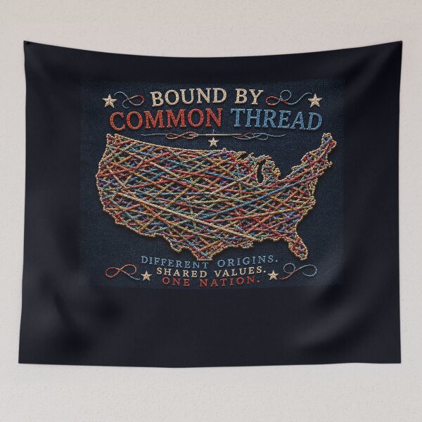 Item preview, ✂️ STITCHED TOGETHER COLLECTION ✂️- ❤️ - Bound by Common Thread - Interlaced threads forming the American outline v1 designed and sold by WheelieGdArt.