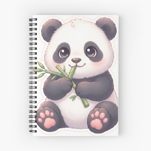 Item preview, Kawaii Seated Baby Panda Eating Bamboo with Pink Paw Pads  designed and sold by Stickivo.