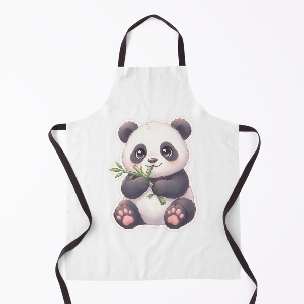 Item preview, Kawaii Seated Baby Panda Eating Bamboo with Pink Paw Pads designed and sold by Stickivo.