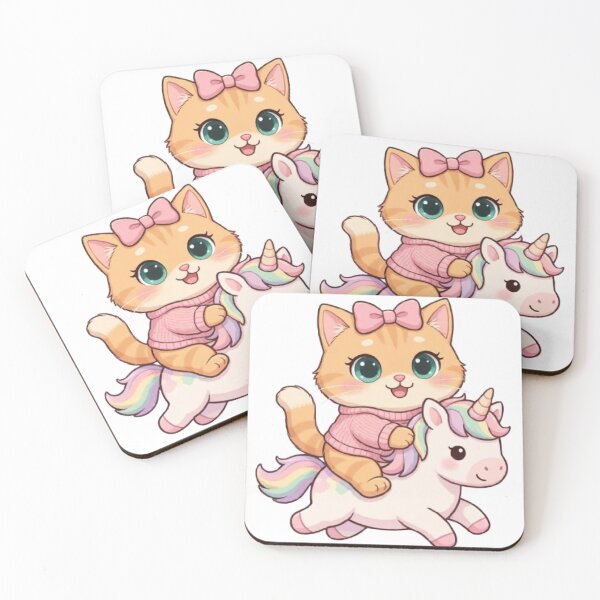 Item preview, Cute Kitten Riding Rainbow Unicorn Fantasy designed and sold by Luna's World - Moody Vibes Studio.