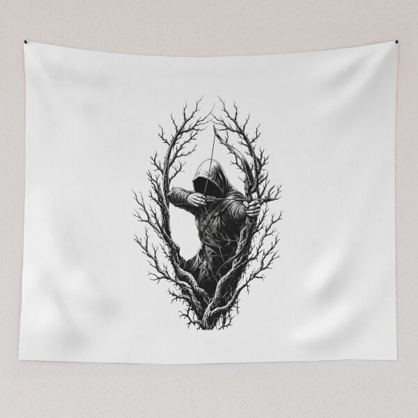 Item preview, Dark Forest Archer Fantasy Silhouette Art designed and sold by RoyalDeluxGo.