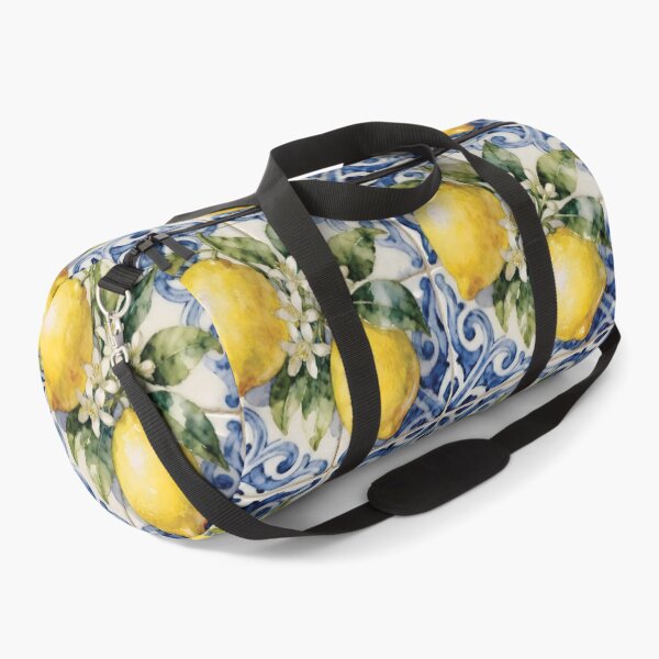 Item preview, Lemon Foliage Pattern on Majolica Tile Background designed and sold by Lucia Amaris Art.