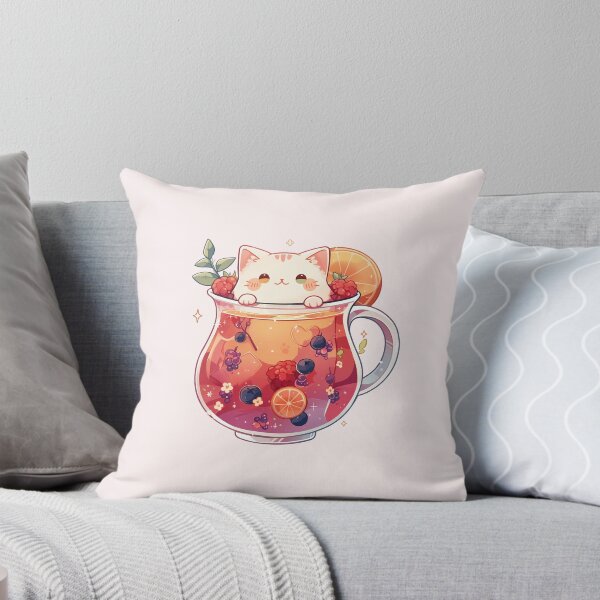 Item preview, Kawaii Cat in a Fruity Berry Tea Pitcher designed and sold by NikoNekoDesigns.