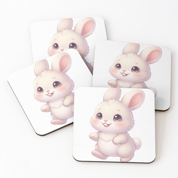 Item preview, Kawaii Fluffy Cream Baby Bunny Walking with Sparkle Eyes  designed and sold by Stickivo.