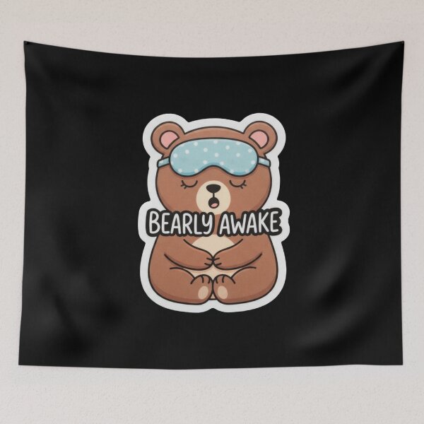 Item preview, Cute Sleepy Brown Bear Wearing Mask designed and sold by Owcomm.