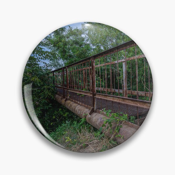 Item preview, Rusty Abandoned Bridge Over Industrial Pipes — Urbex Photography Print designed and sold by Rabee Khalil Photography.