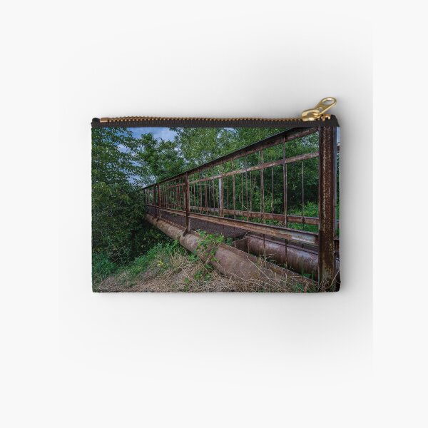 Item preview, Rusty Abandoned Bridge Over Industrial Pipes — Urbex Photography Print designed and sold by Rabee Khalil Photography.