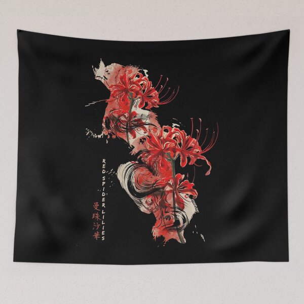 Item preview, japanese red spider lily in Vaporwave anime retro pastel goth aesthetic designed and sold by Otakuniverse.