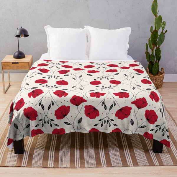 Item preview, Red Poppy Folk Floral Pattern designed and sold by NuvoraNest.