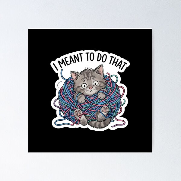 Item preview, Funny Cute Kitten Tangled In Yarn designed and sold by Owcomm.