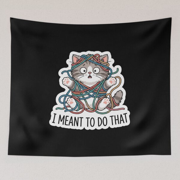 Item preview, Funny Cat Tangled In Colorful Yarn designed and sold by Owcomm.