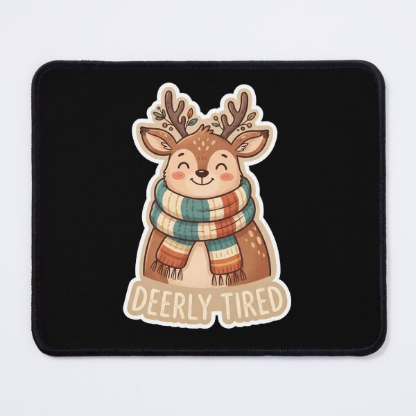 Item preview, Cute Deer Wearing Scarf Deerly Tired designed and sold by Owcomm.