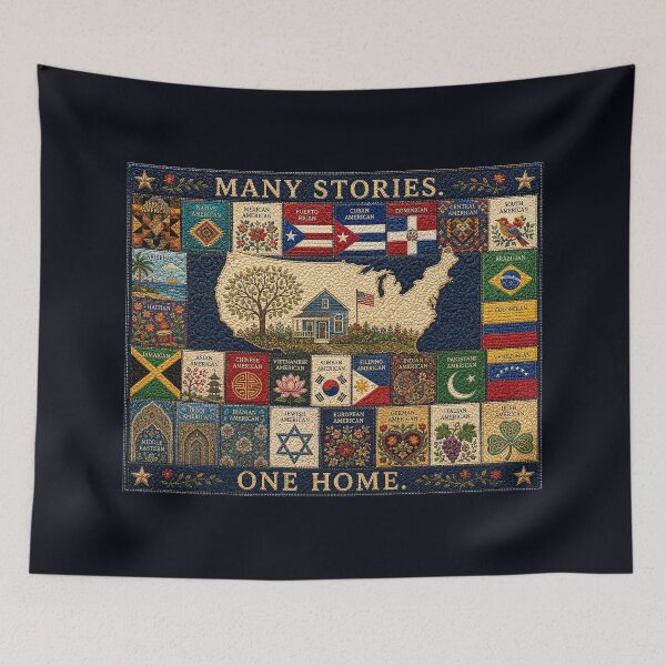 Item preview, ✂️ STITCHED TOGETHER COLLECTION ✂️- ❤️ - Many Stories. One Home. - Quilt  designed and sold by WheelieGdArt.