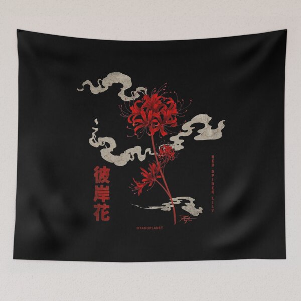 Item preview, red spider lily in tokyo harajuku vaporwave aesthetic designed and sold by Otakuniverse.
