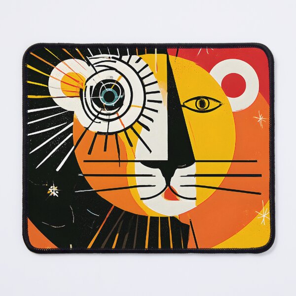 Item preview, Cosmic Lion of Power Abstract Zodiac Leo Horoscope Art with Geometric Energy and Celestial Colors designed and sold by OlfactoART Studio.