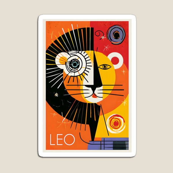 Item preview, Cosmic Lion of Power Abstract Zodiac Leo Horoscope Art with Geometric Energy and Celestial Colors designed and sold by OlfactoART Studio.