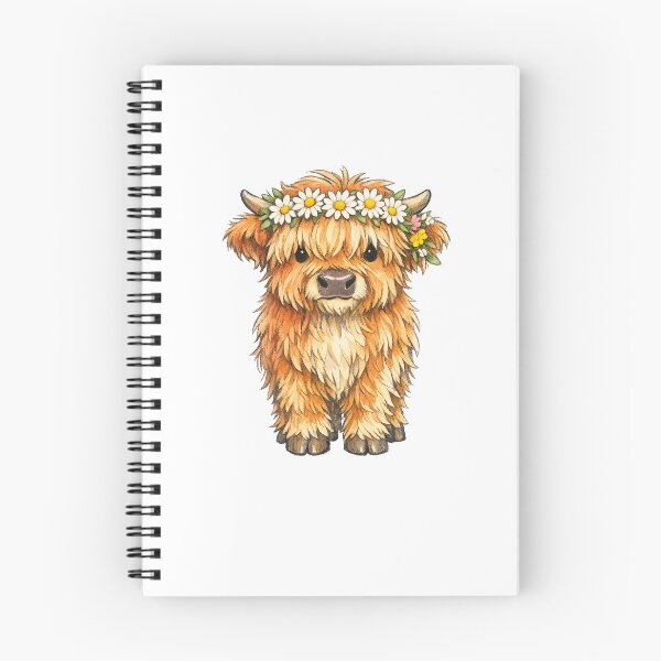 Item preview, Fluffy Highland Cow Calf with Daisy Crown designed and sold by eignvalue.