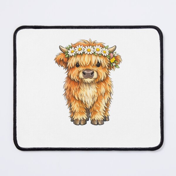 Item preview, Fluffy Highland Cow Calf with Daisy Crown designed and sold by eignvalue.