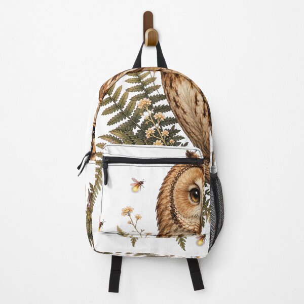 Item preview, Tawny Owl Surrounded by Fireflies designed and sold by Whimsy Paw Studio | Cute Animal Art.