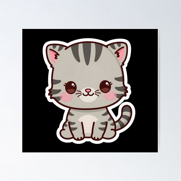 Item preview, cute gray cat designed and sold by MMateka.